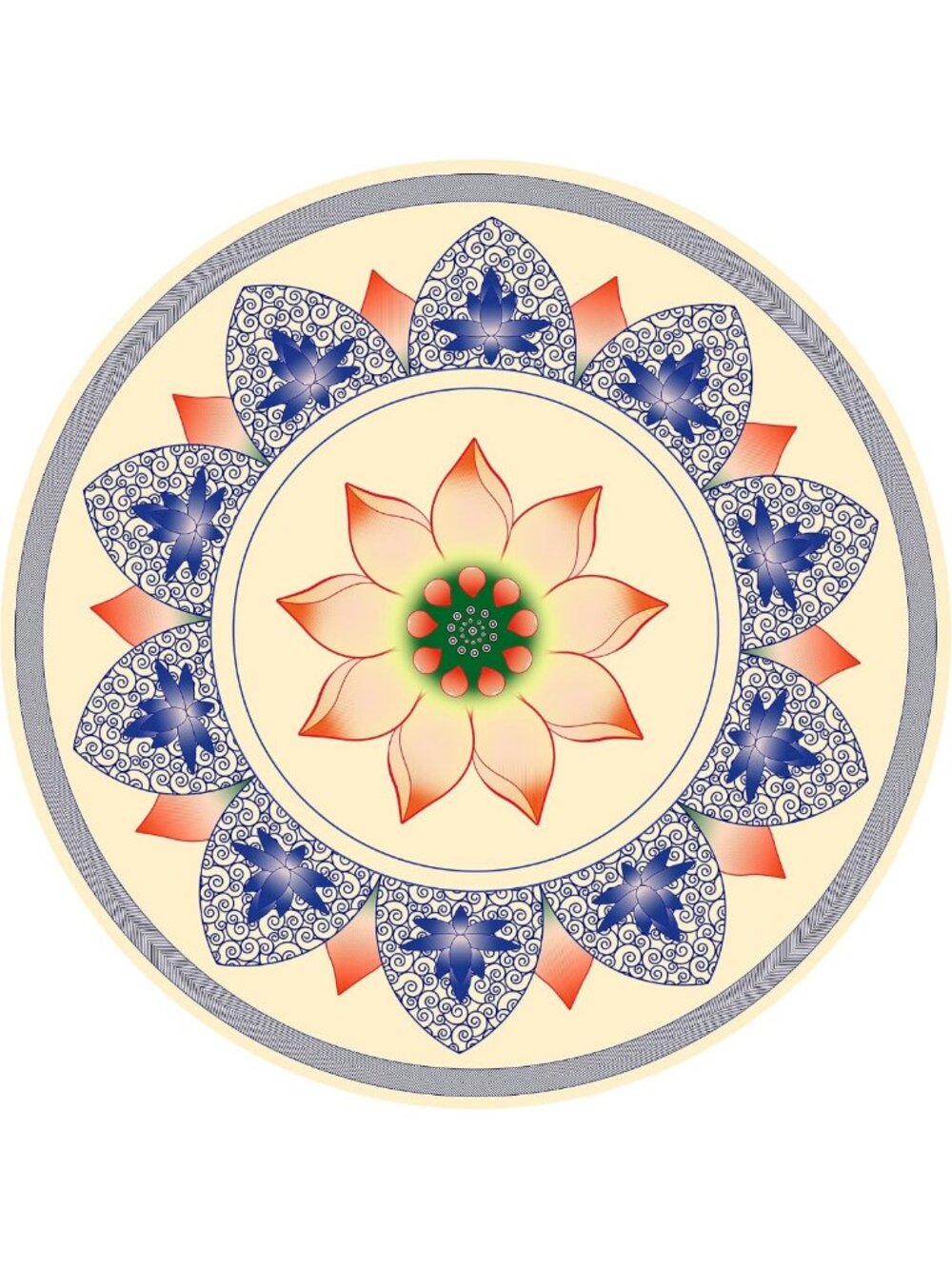Large Non-Slip Round Meditation & Yoga Mat - Natural Rubber, Sueded Surface